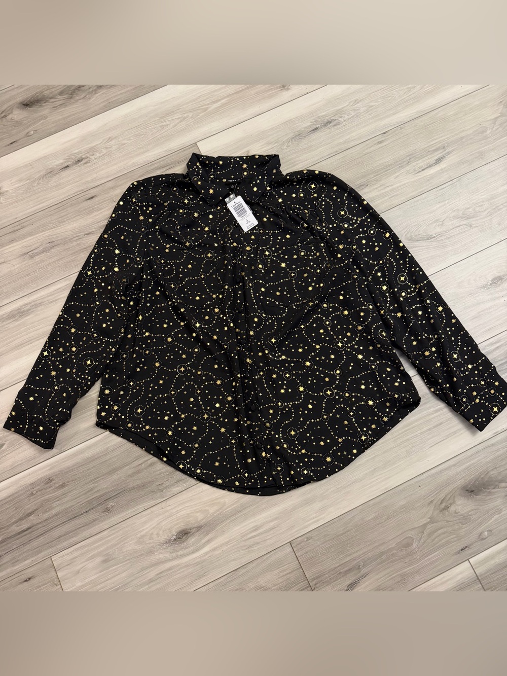 NWT Torrid Madison Black Galaxy Button up Shirt Gold Size 2X